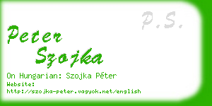 peter szojka business card
